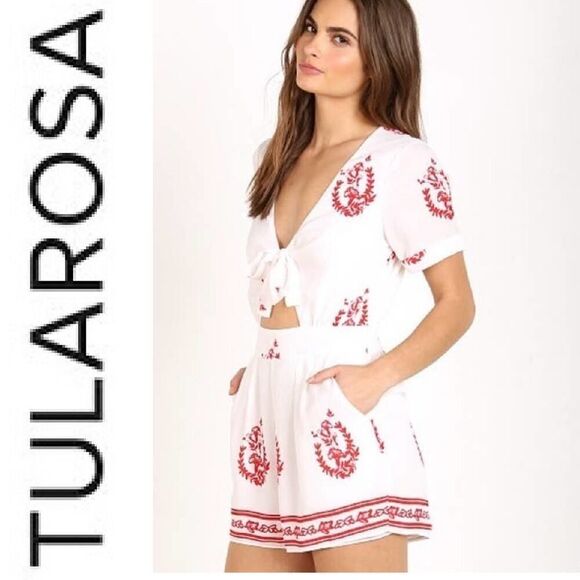 Tularosa Rowley Romper Medallion red white Womens Size Small - Picture 2 of 13